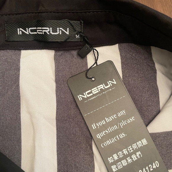 NEW WITH TAGS- INCERUN- black and white striped button up asymmetrical - Picture 2 of 2
